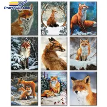 

PhotoCustom DIY Frameless Snow Fox Painting By Numbers 50*60cm Paints Animals Handpainted For Adult Wall decor
