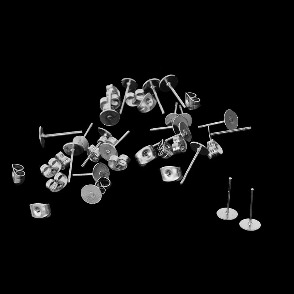 42pair White Pin Flat Earrings Base Equipment Position Nails 42pair White Pin Flat Earrings Base Equipment Position Nails