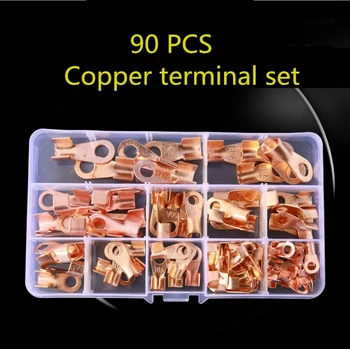 90pcs Ring Terminal Cable Wire Connector Non-insulated Bare Terminal Copper Lugs Crimp Terminals Set 10A/20A/30A/40A/50A
90pcs Ring Terminal Cable Wire Connector Non-insulated Bare Terminal Copper Lugs Crimp Terminals Set 10A/20A/30A/40A/50A