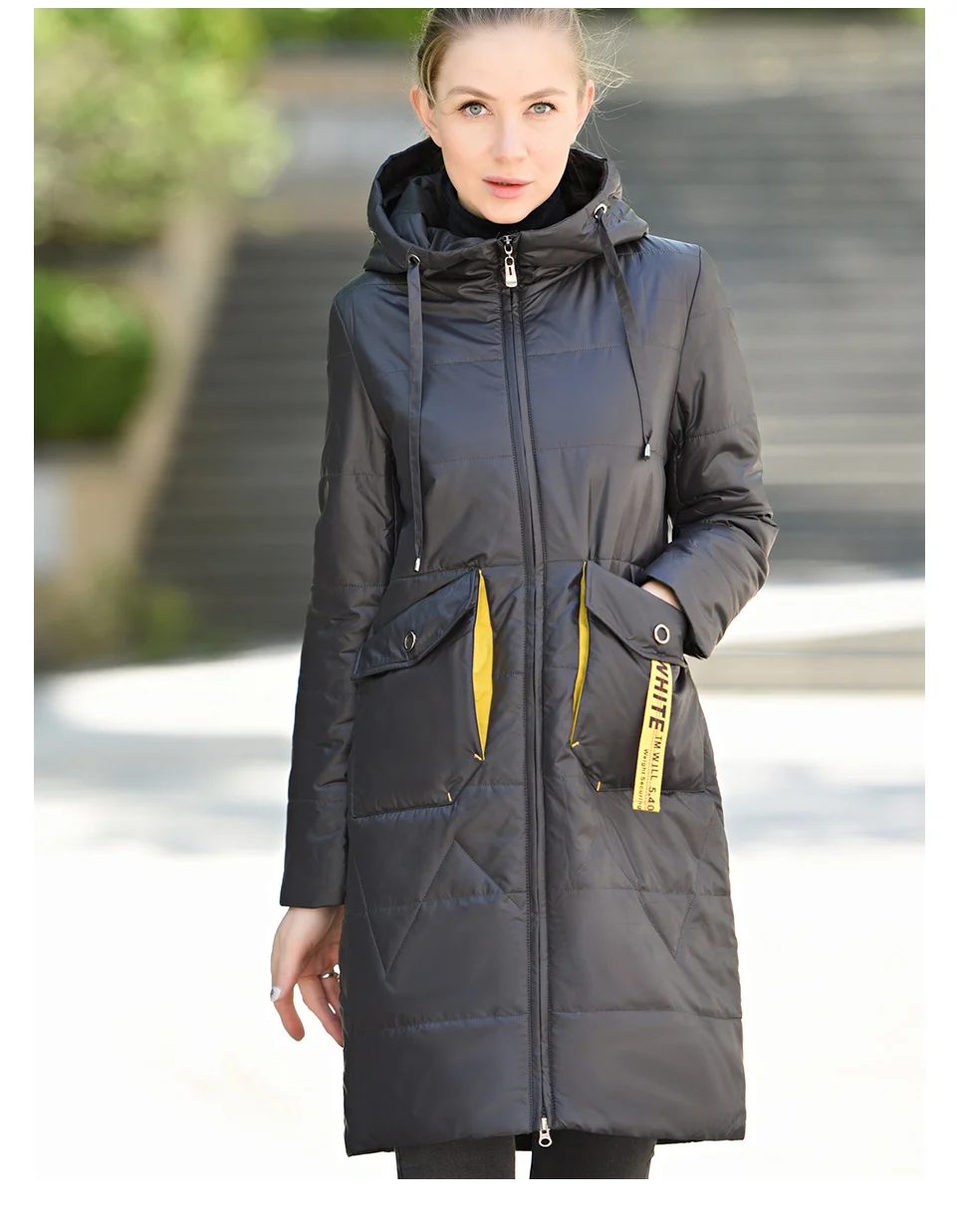 CEPRASK 2020 Spring Autumn Jacket Women Hot Sale Thin Cotton Parka Long Plus Size Hood Fashion Contrast Color Coat NEW Cothes