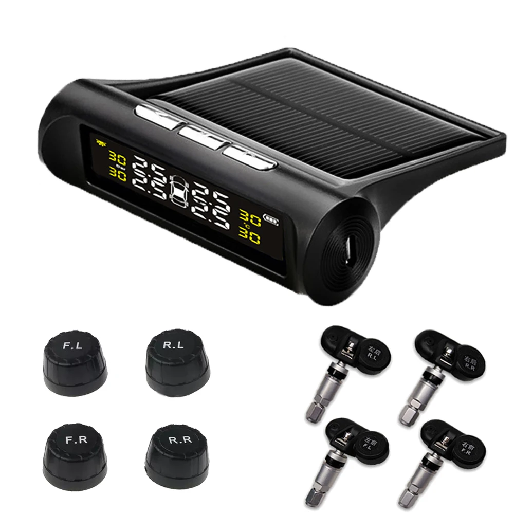 Solar TPMS Car Tire Pressure Monitoring System Alarm Monitor System Auto Security Alarm Systems Tyre Pressure Sensors Warning
Solar TPMS Car Tire Pressure Monitoring System Alarm Monitor System Auto Security Alarm Systems Tyre Pressure Sensors Warning