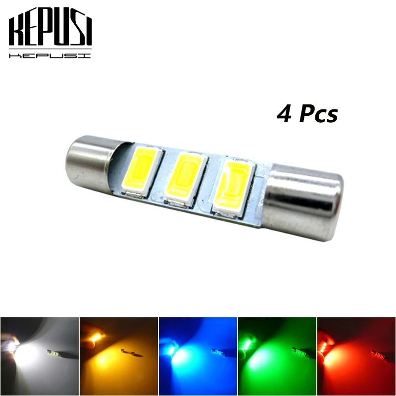 4pcs 12V T6 Festoon Dome T6.3 28mm 29mm 3 SMD LED Light Bulb Car Vanity Mirror Lights Sun Visor Fuse Light White blue red green
4pcs 12V T6 Festoon Dome T6.3 28mm 29mm 3 SMD LED Light Bulb Car Vanity Mirror Lights Sun Visor Fuse Light White blue red green