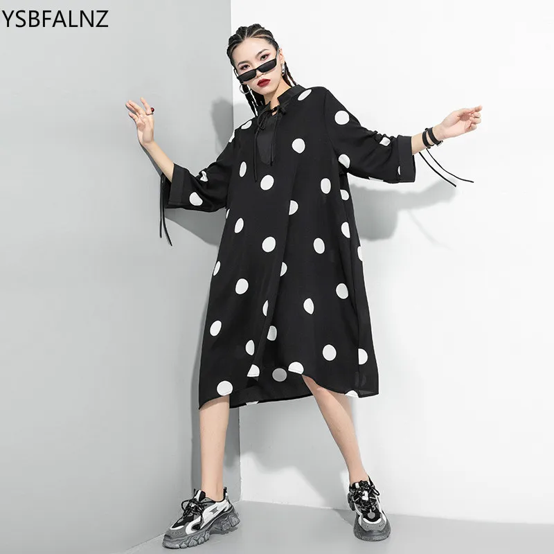 Dot Print Chiffon Drawstring Loose Black Plus Size Women Half Dress Irregular 2020 Summer Stand Knee-Length Befree Casual New
Dot Print Chiffon Drawstring Loose Black Plus Size Women Half Dress Irregular 2020 Summer Stand Knee-Length Befree Casual New