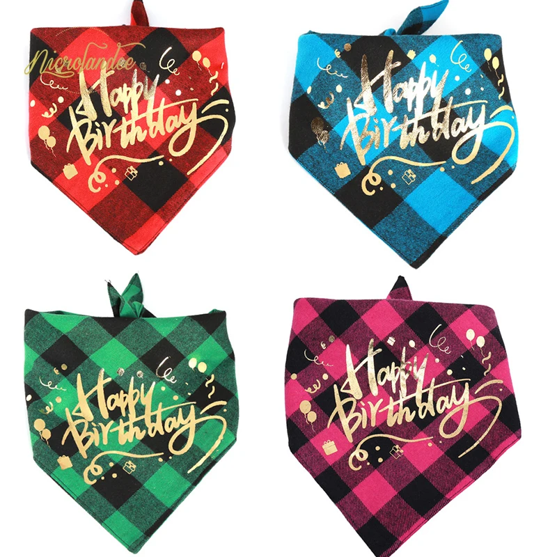 NICROLANDEE Dog Birthday Bandanas Pet Washable Printed Plaid Scarf Adjustable Bibs Accessories for Large Medium Small Cat Pets
NICROLANDEE Dog Birthday Bandanas Pet Washable Printed Plaid Scarf Adjustable Bibs Accessories for Large Medium Small Cat Pets