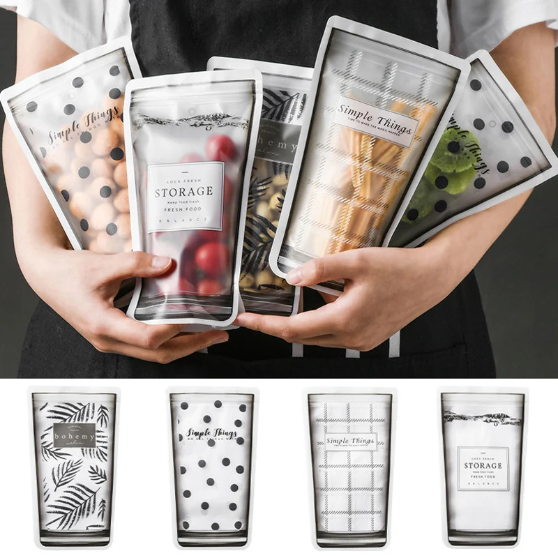 

4pcs Fridge Freezing Food Storage Bags Zipper Preservation Fresh Bag Travel Snack Holder Ziplock Reusable Plastic Wrap Organizer