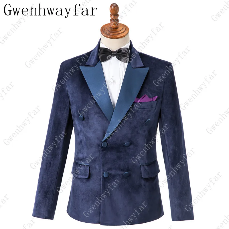 Повседневный темно-синий мужской модный уличный умный деловой блейзер Gwenhwyfar