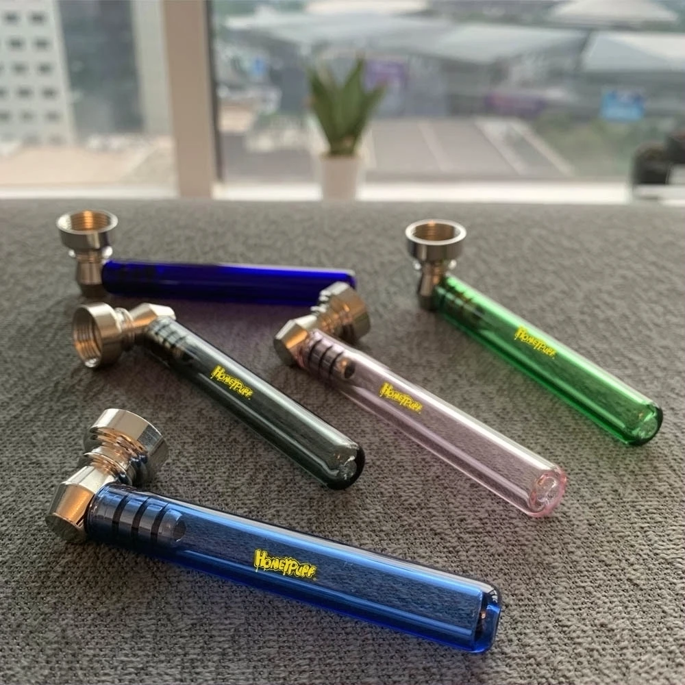 Honeypuff Glass Smoking Pipe 93MM Portable Metal Tobacco Pipes Herb Smoke Pipe Accessories Honeypuff Glass Smoking Pipe 93MM Portable Metal Tobacco Pipes Herb Smoke Pipe Accessories