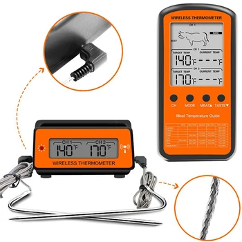 Useful Wireless Backlight Digital BBQ Thermometer For Cooking Meat Food Kitchen Oven Thermometer with Probe 2 Temperature Alarm
Useful Wireless Backlight Digital BBQ Thermometer For Cooking Meat Food Kitchen Oven Thermometer with Probe 2 Temperature Alarm