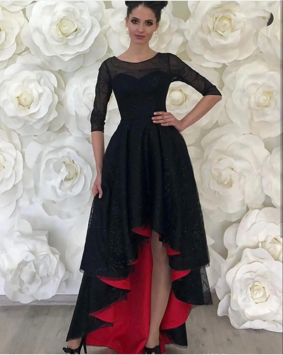 Elegant Prom Dress Tea Length A-Line Black Front Short Long Back Half Sleeve Women Formal Evening Gowns Shiny luxury Charming
Elegant Prom Dress Tea Length A-Line Black Front Short Long Back Half Sleeve Women Formal Evening Gowns Shiny luxury Charming