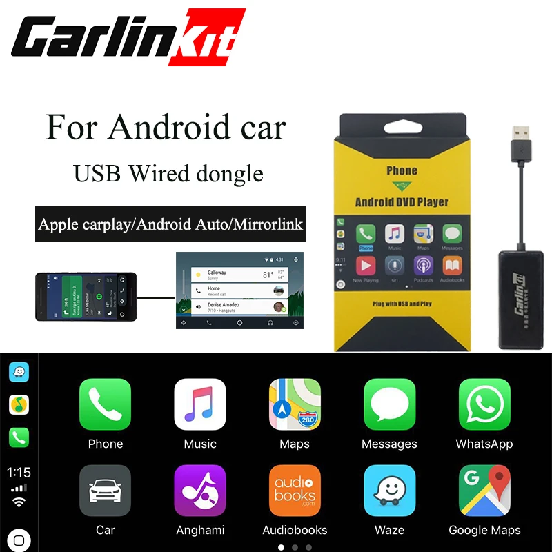 Carlinkit USB Carplay Smart Link Apple CarPlay Dongle for Android Navigation Player Mini USB Carplay Stick with Android Auto
Carlinkit USB Carplay Smart Link Apple CarPlay Dongle for Android Navigation Player Mini USB Carplay Stick with Android Auto