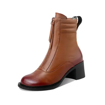 100% cow leather thick high Heels ladies ankle boots Women's Boots rouned Toe zippers Working Night Club Shoes Woman
100% cow leather thick high Heels ladies ankle boots Women's Boots rouned Toe zippers Working Night Club Shoes Woman