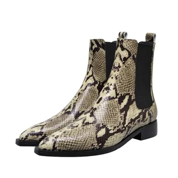 AGODOR Snake Skin Cow Leather Short Boots Pointy Toe Runway Style Ankle Boots For Women Low Heel Knight Boot Women Chelsea Boots
AGODOR Snake Skin Cow Leather Short Boots Pointy Toe Runway Style Ankle Boots For Women Low Heel Knight Boot Women Chelsea Boots