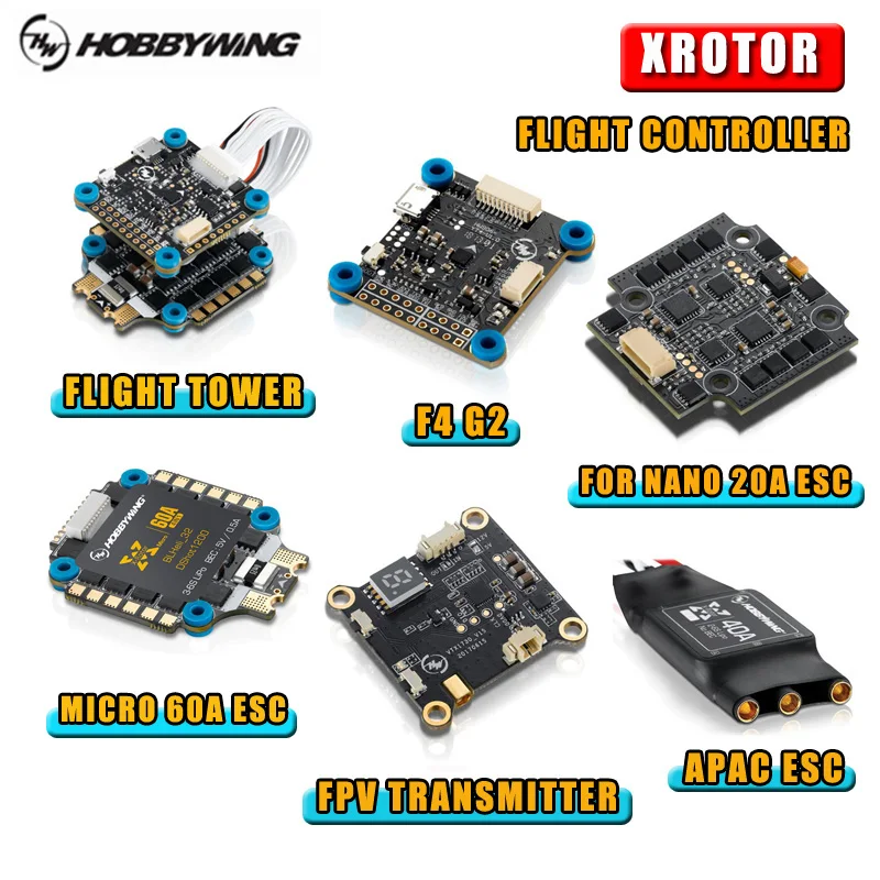 Original Hobbywing Xrotor F4G2 / F4G3 Flight Controller & for Nano 20A/Micro 60A / APAC Brushless ESC 25/200mW Video Transmitter
Original Hobbywing Xrotor F4G2 / F4G3 Flight Controller & for Nano 20A/Micro 60A / APAC Brushless ESC 25/200mW Video Transmitter