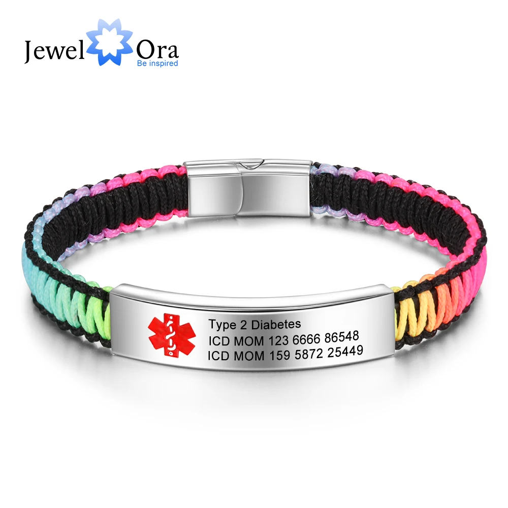 

Personalized Jewelry Medical Alert ID Bracelets for Women Men Custom Stainless Steel Free Engraving Diabetes Bracelet (BA102891)