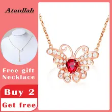 Ataullah collar de piedras preciosas de rubí rojo collares colgantes de mariposa plata 925 cadena de oro de 18 quilates para mujeres NW098(China)