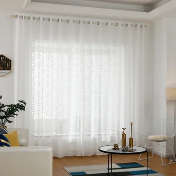 Semi Sheer Geometry White Embroidery Tulle Curtains Voile Light Filtering Window Curtain Grommet Panel For Bedroom Living Room J
Semi Sheer Geometry White Embroidery Tulle Curtains Voile Light Filtering Window Curtain Grommet Panel For Bedroom Living Room J
