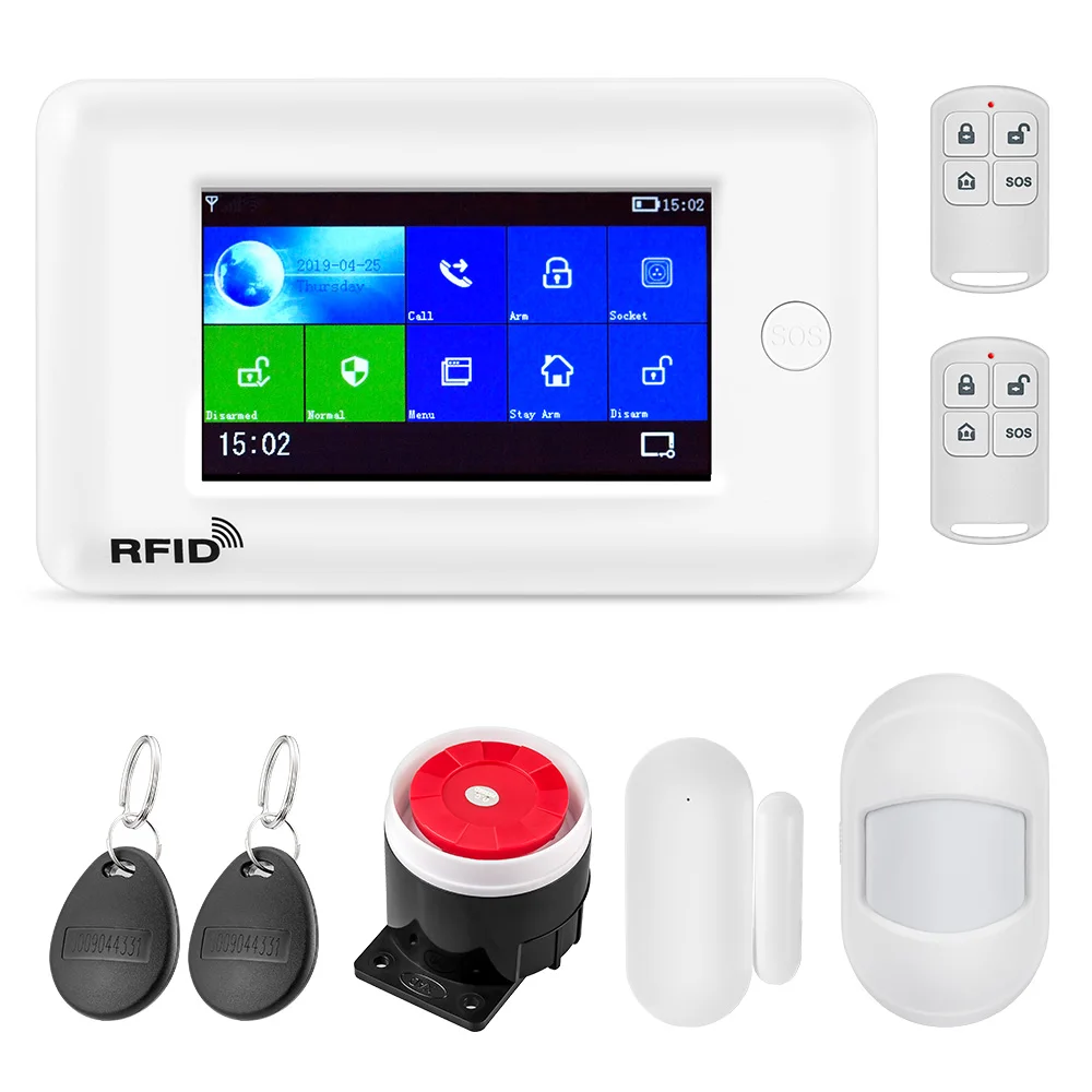 WIFI GSM GPRS Smart Home Security Alarm System RFID Control Motion Detector 4.3-inch Color Screen Remote Control Application
WIFI GSM GPRS Smart Home Security Alarm System RFID Control Motion Detector 4.3-inch Color Screen Remote Control Application