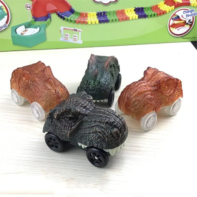 car track with dinosaur