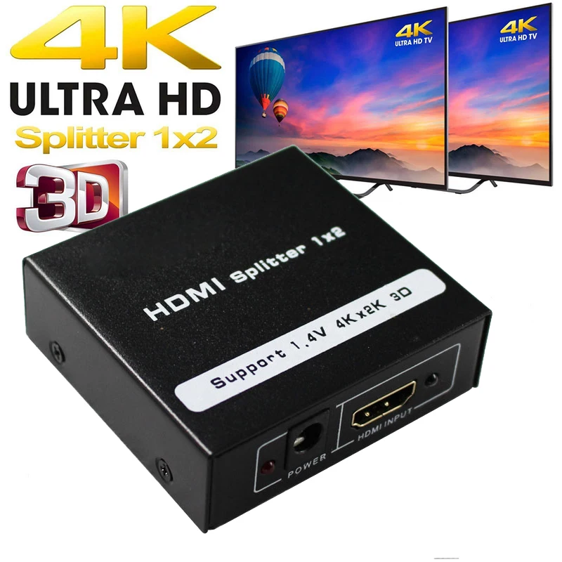 

HDMI Splitter 1 IN 2 OUT HDMI 1.4 Converter 1 In 2 Out Switcher Support 1.4V 4K 2K 1080P 3D for HDTV STB