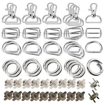 60Pcs Bag Making Accessories Metal Bulk with D Rings O Ring Swivel Snap Hooks Snaps Buttons and Slide Buckles
60Pcs Bag Making Accessories Metal Bulk with D Rings O Ring Swivel Snap Hooks Snaps Buttons and Slide Buckles
