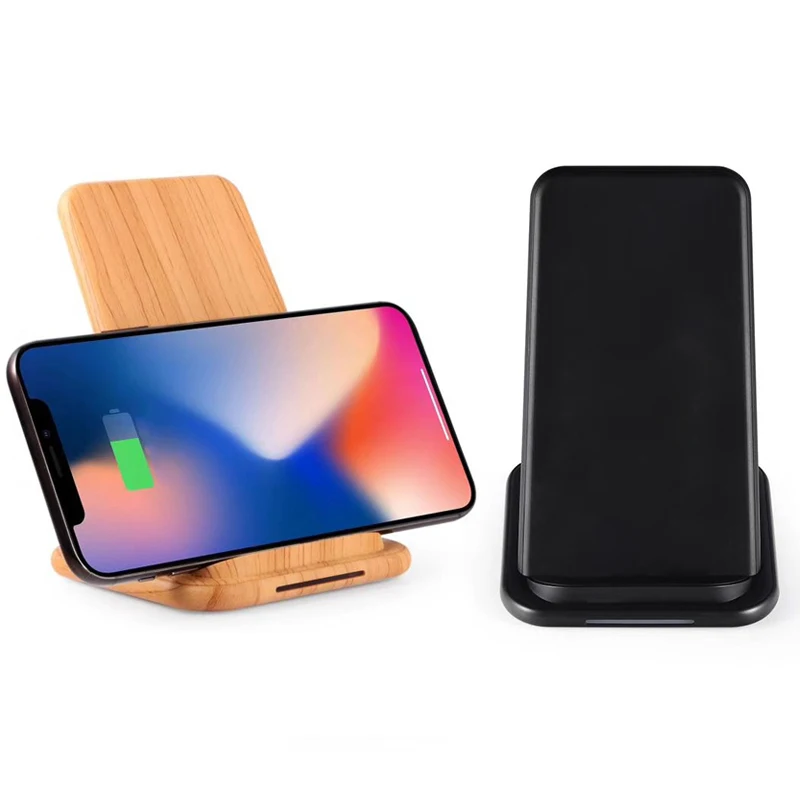 

10W QI Wireless Fast Charger Standard For Apple Android Mobile Vertical Wood Wireless Charger Fast Charging For Huawei Xiaomi