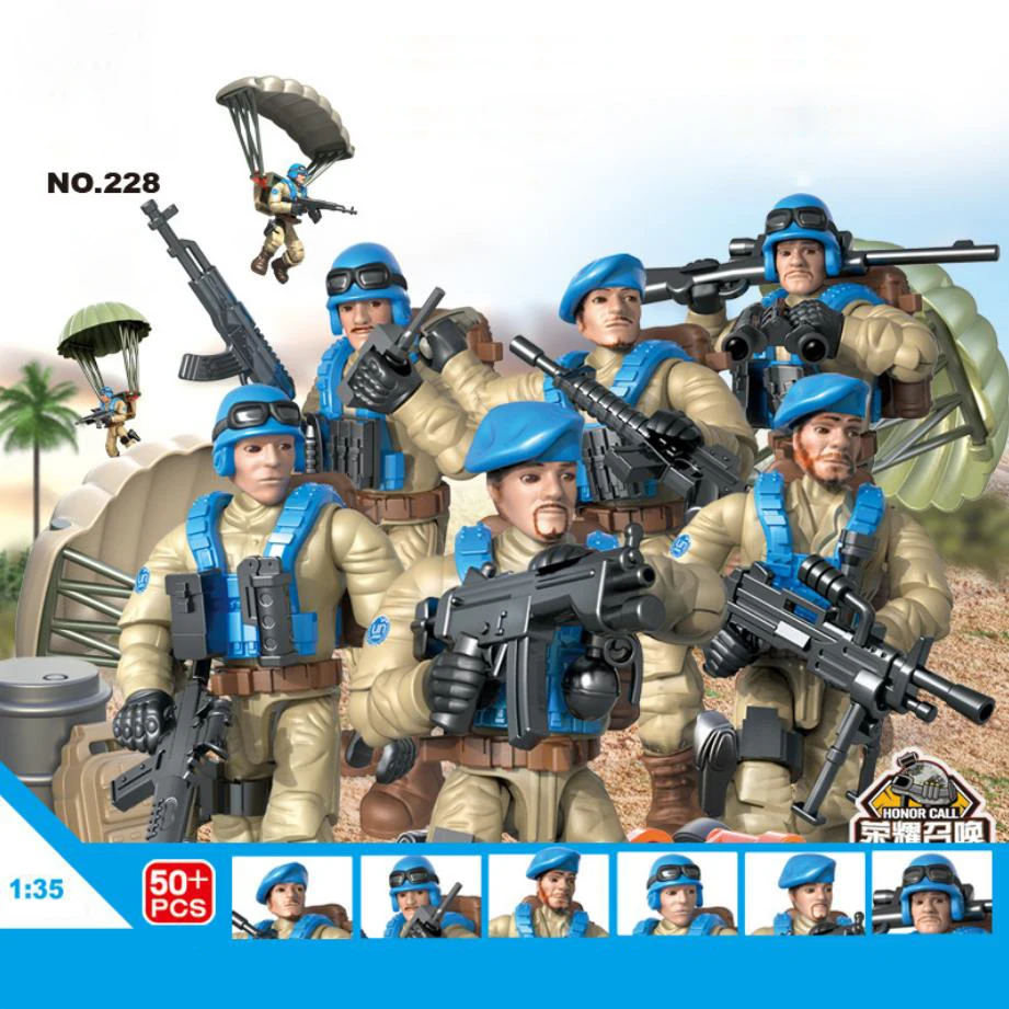 

Modern military army United Nations Peacekeeping forces action figures building bricks ww2 weapons mega blocks toys for gifts