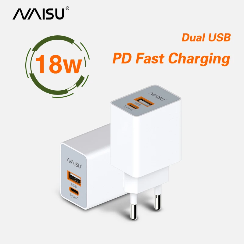 NAISU Type-C PD Charger Dual USB Wall Charger 18W Fast Charging QC4.0 Charge Adapter For Iphone 12 11Pro Huawei Samsung Xiaomi
NAISU Type-C PD Charger Dual USB Wall Charger 18W Fast Charging QC4.0 Charge Adapter For Iphone 12 11Pro Huawei Samsung Xiaomi