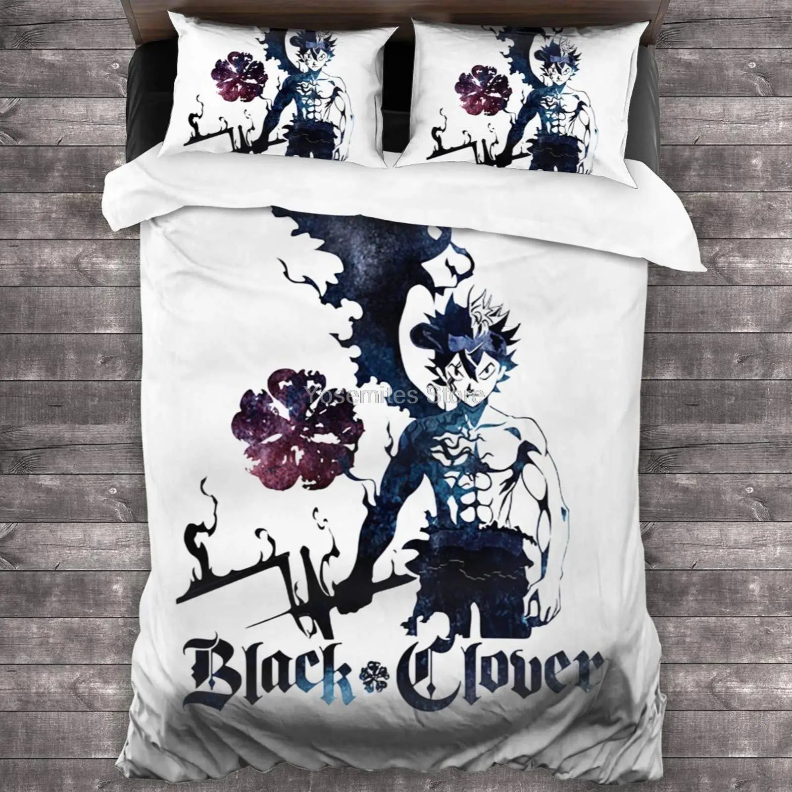 

Anime Black Clover Bedding Set 3 Piece with 1 Quilt Cover 2 Pillow Soft Lightweight All-Season Bedding Bed Sheets