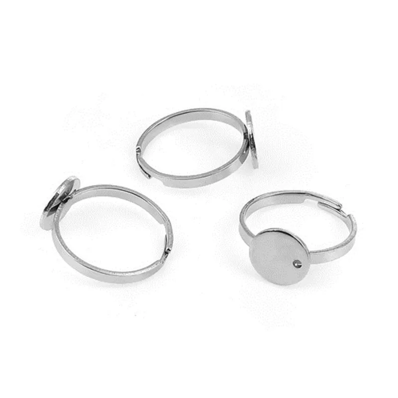 DoreenBeads Fashion Stainless Steel Open Adjustable Glue On Rings Silver Color Round (Fits 10mm Dia) DIY 17.3mm(US Size 7) 1 PC | Украшения