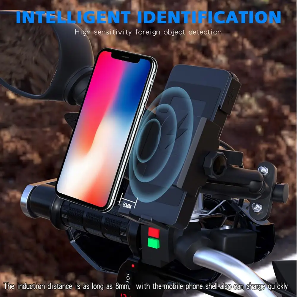 Motorcycle Phone Wireless Charger Holder Cell Phone Rearview Mirror Stand Mobile Phone Fast Charge 360 Rotation GPS Bracket
Motorcycle Phone Wireless Charger Holder Cell Phone Rearview Mirror Stand Mobile Phone Fast Charge 360 Rotation GPS Bracket
