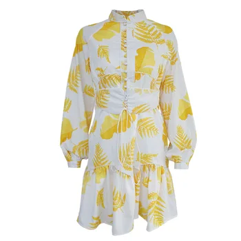 2020 Seasonal Chiffon Printing Strap Waist Slimming Collar Bubble Sleeve Folds Irregular Dress Female
2020 Seasonal Chiffon Printing Strap Waist Slimming Collar Bubble Sleeve Folds Irregular Dress Female