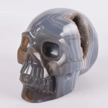 Unique Hand-Carved Agate Skull Only this one piece 2042 g 6 " Skulls Natural Stone Halloween Quartz Figurine Onyx Statue Decor 
Unique Hand-Carved Agate Skull Only this one piece 2042 g 6 " Skulls Natural Stone Halloween Quartz Figurine Onyx Statue Decor