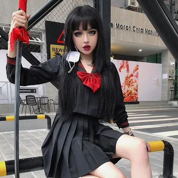 92286 College Wind Cosplay Shirt Pleated Skirt Female Dark Japanese Jk Uniform Bad Girl Sailor's Suit 
92286 College Wind Cosplay Shirt Pleated Skirt Female Dark Japanese Jk Uniform Bad Girl Sailor's Suit