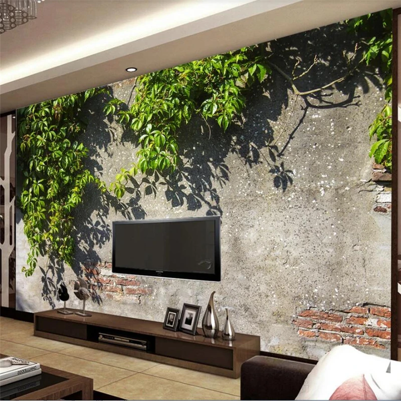 

Beibehang пользовательские обои 3d Фреска Европейский зеленый ветка дерева кирпичная стена бумага ТВ фон стены papel де parede 3d фотоботы