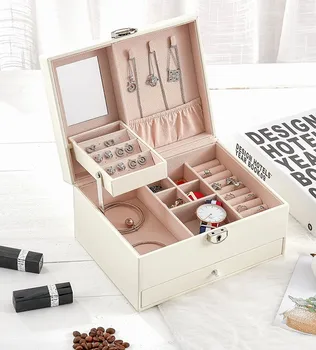 Double Layers Jewelry Box Leather Organizer Box Storage Case for Necklace Earrings Rings Watch Bracelets with Mirror and Lock
Double Layers Jewelry Box Leather Organizer Box Storage Case for Necklace Earrings Rings Watch Bracelets with Mirror and Lock