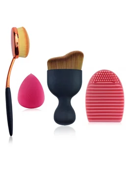 

Combination Brush Suit Rose Gold Toothbrush Type Powder Foundation Brush Wave Curve S-Type Blush Arc Contour Brush