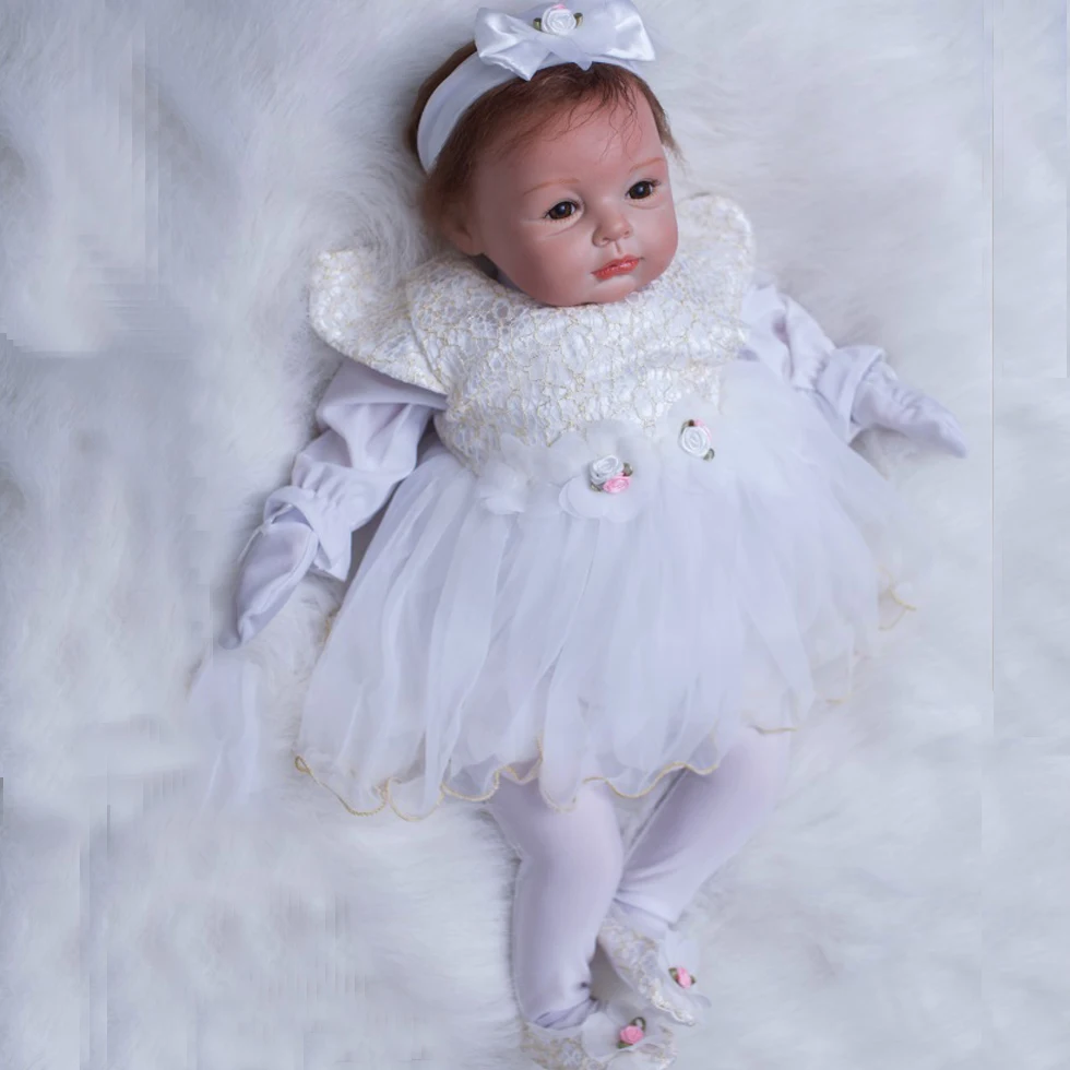 22 Inch Soft Silicone Reborn Baby Dolls Realistic Newborn Baby Doll Toddler Cute Princess Dress Girl Birthday Gift 
22 Inch Soft Silicone Reborn Baby Dolls Realistic Newborn Baby Doll Toddler Cute Princess Dress Girl Birthday Gift