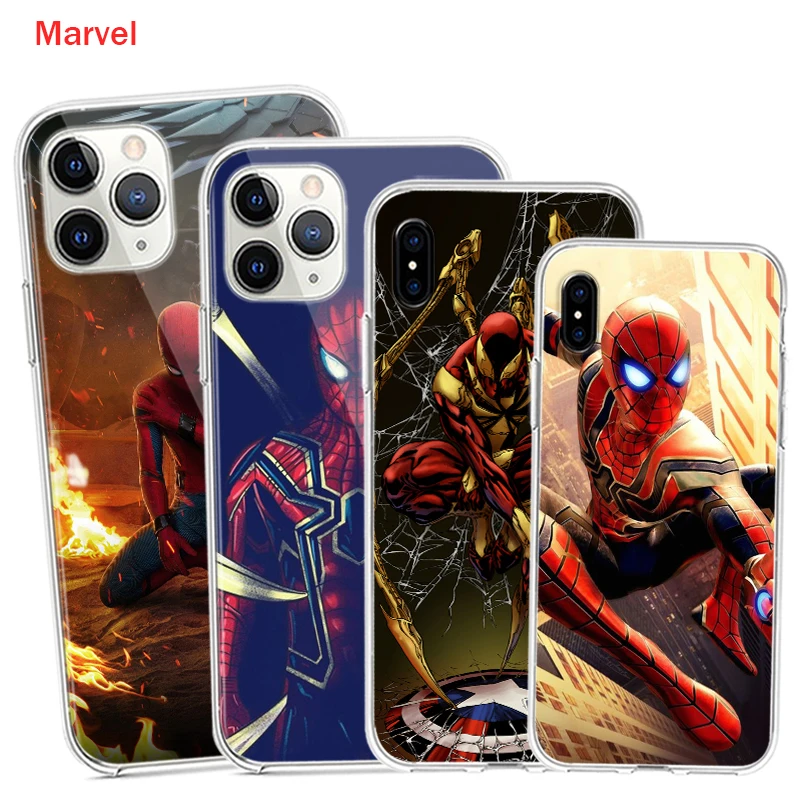 Силиконовый чехол Железный человек паук Мстители для Apple IPhone 12 11 Pro XS MAX XR X 8 7 6S 6 Plus