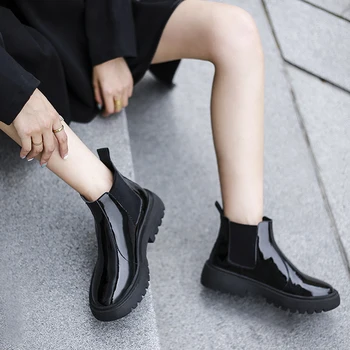 Brand Genuine Leather Women thich heels Ankle Boots Elastic Band Chelsea Boots Platform Boots Casual Shoes Woman 
Brand Genuine Leather Women thich heels Ankle Boots Elastic Band Chelsea Boots Platform Boots Casual Shoes Woman