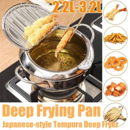 Steel Kitchen Frying Pot Tempura Deep Fryer Temperature Control Fried Japanese Style Cooking Tools Kitchen Utensil For Home
Steel Kitchen Frying Pot Tempura Deep Fryer Temperature Control Fried Japanese Style Cooking Tools Kitchen Utensil For Home