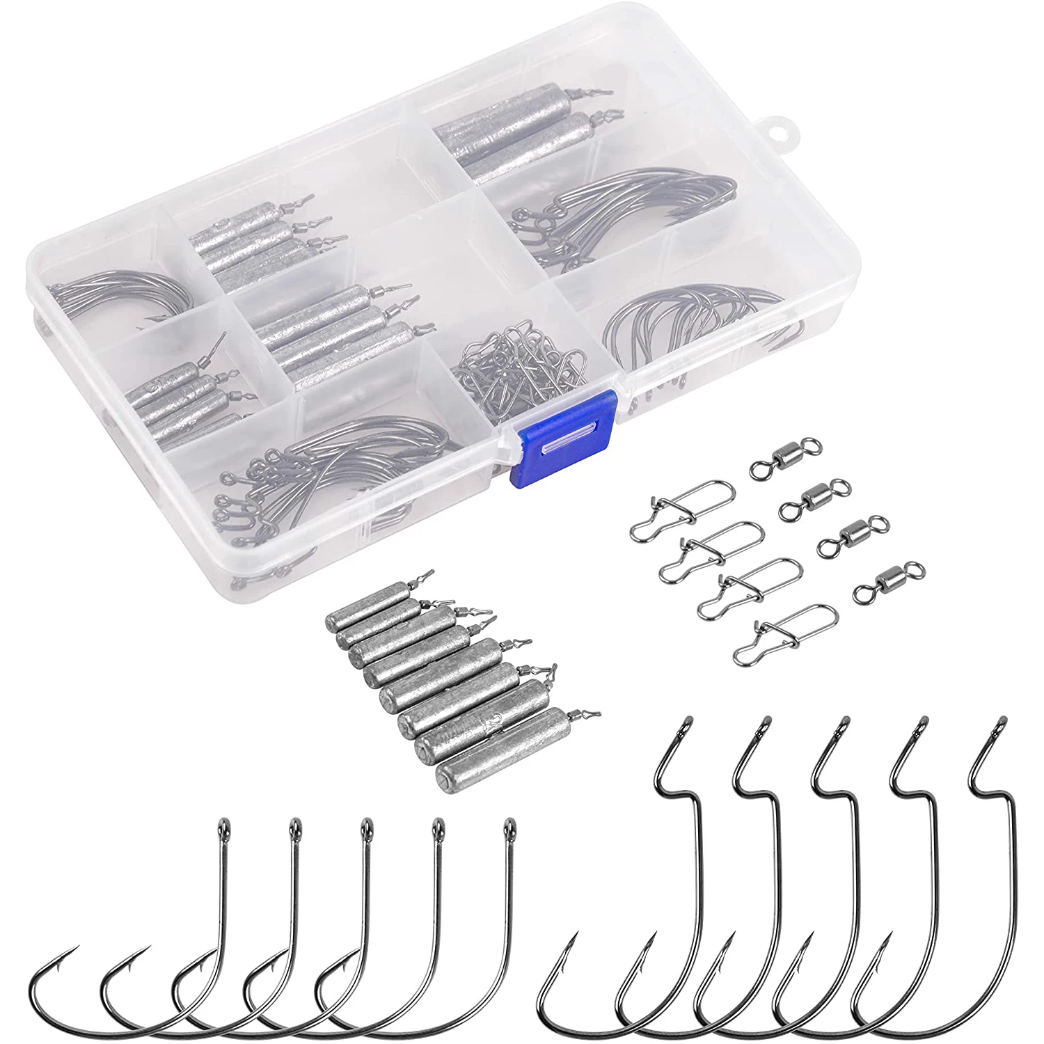 Fishing Drop Weight Kit 100pcs Fishing Skinny Sinker Set Duo-lock snaps Drop Rig Wacky Hooks Offset Hooks Fishing Tackle
Fishing Drop Weight Kit 100pcs Fishing Skinny Sinker Set Duo-lock snaps Drop Rig Wacky Hooks Offset Hooks Fishing Tackle