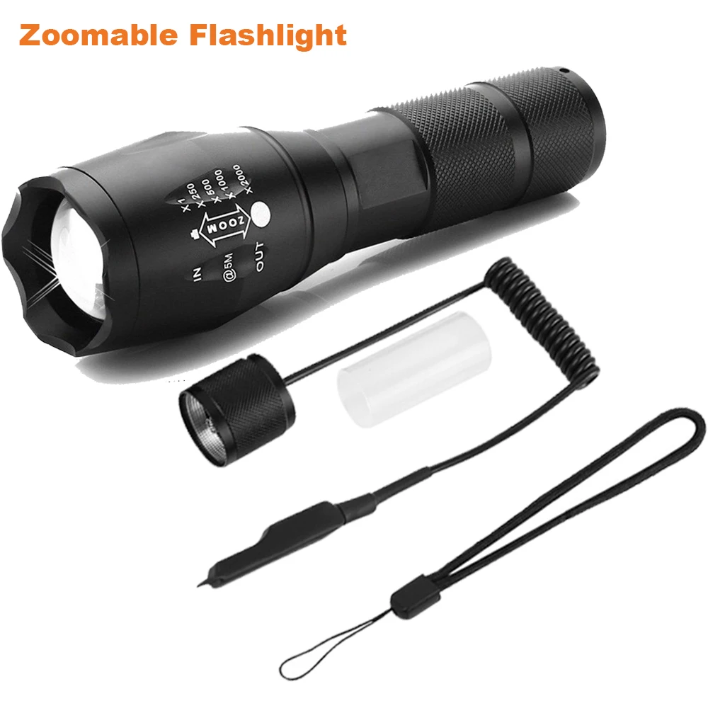 Tactical LED Flashlight 1600 Lumen Weapon Light Military Zoomable Scout Light 5 Modes with Remote Switch for Outdoor Sports
Tactical LED Flashlight 1600 Lumen Weapon Light Military Zoomable Scout Light 5 Modes with Remote Switch for Outdoor Sports