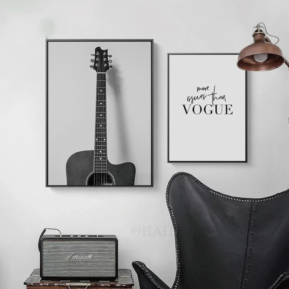 Black and White Guitar film music Poster For living room Decoration Painting Retro Poster Decor Unframed
Black and White Guitar film music Poster For living room Decoration Painting Retro Poster Decor Unframed