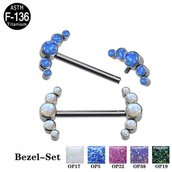 

ASTM F136 Titanium Nipple Piercing 14G Opal Septum Arrow Nipple Rings Jewelry Women Body Bar Barbell Piercing Ring Wholesale