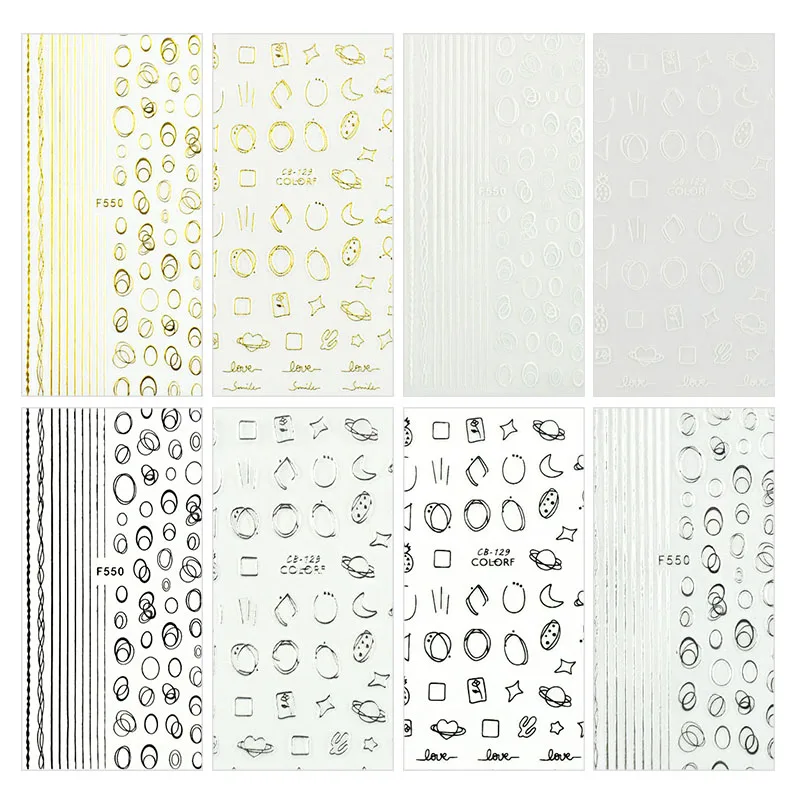 Gold Silver Circle Stickers For Nails Hollow Geometry Line 3D Nail Art Sticker Sticker Slider Sticker Star Moon Decals ZJT4042
Gold Silver Circle Stickers For Nails Hollow Geometry Line 3D Nail Art Sticker Sticker Slider Sticker Star Moon Decals ZJT4042