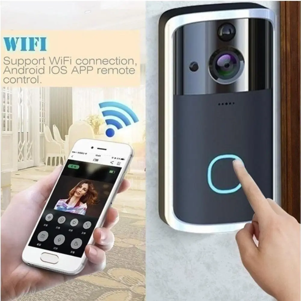 Night Vision WiFi Door Bell Two Way Audio Motion Detection Multifunctional Smart Video Doorbell Intercom 720P HD Home Security
Night Vision WiFi Door Bell Two Way Audio Motion Detection Multifunctional Smart Video Doorbell Intercom 720P HD Home Security