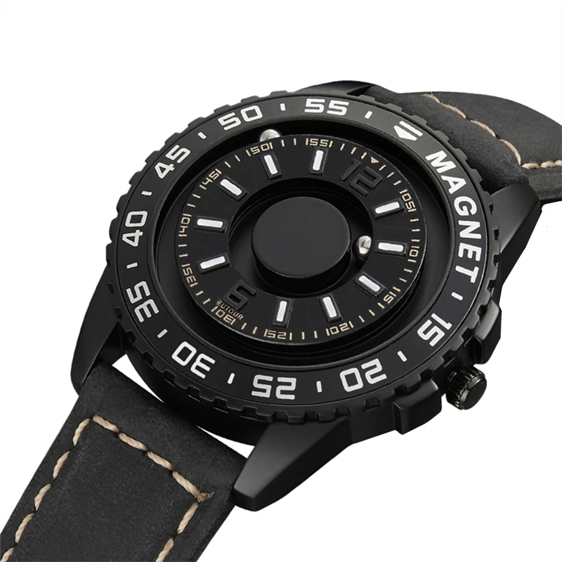 Eutour new magnetic iron ball pointer sports Leather Wristband quartz high end simple wristwatch for men and women
Eutour new magnetic iron ball pointer sports Leather Wristband quartz high end simple wristwatch for men and women