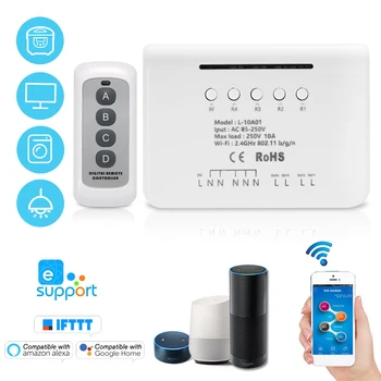 eWeLink 4CH WIFI Switch Module RF 433MHz 4 Gang Wireless Smart Switch 4 Button Remote Control Smart Home for Alexa Google Home
eWeLink 4CH WIFI Switch Module RF 433MHz 4 Gang Wireless Smart Switch 4 Button Remote Control Smart Home for Alexa Google Home