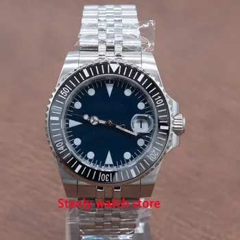 Solid bliger 40mm blue sterile dial luminous marks ceramic bezel date magnifier automatic movement men's wrist watch
Solid bliger 40mm blue sterile dial luminous marks ceramic bezel date magnifier automatic movement men's wrist watch