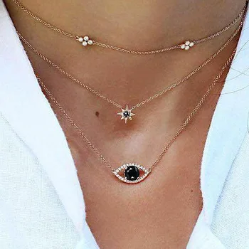 Europe America Ornament Three Layer Blue Demon Eye of the Hexagram Water Droplet Five-pointed Star Multilayer Pendant Necklace
Europe America Ornament Three Layer Blue Demon Eye of the Hexagram Water Droplet Five-pointed Star Multilayer Pendant Necklace